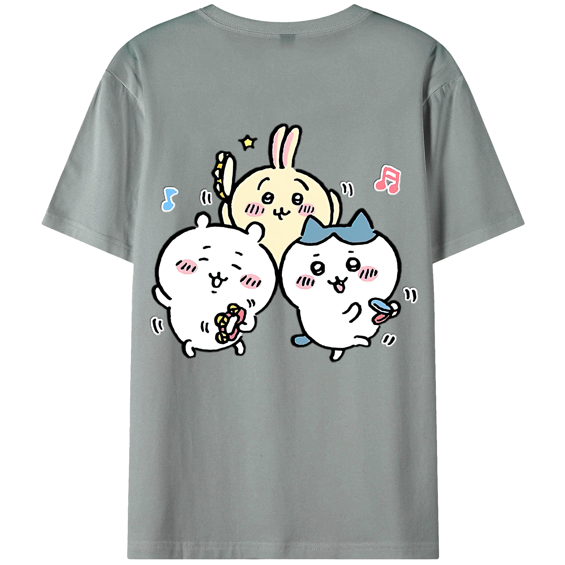 （画像用） ちいかわ ハチワレ Chii-kawa hachiware 綿100％ メンズ半袖Tシャツ（バックプリント） 通気性